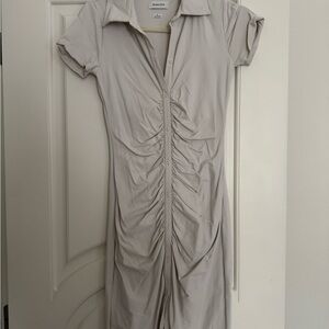 Aritzia Cream Ruched Dress